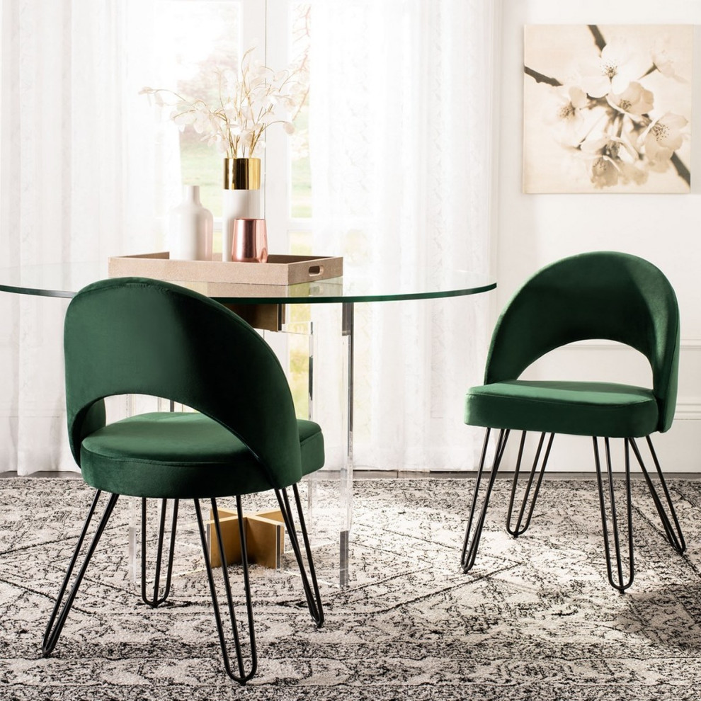 George Velvet Retro Side Chair Malachite Green/ Black Set 2   Modern   Armchairs And Accent Chairs   by Virgil Stanis Design  Houzz