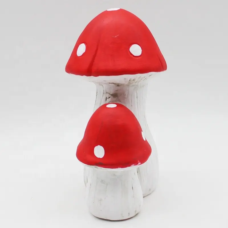 garden supplies wholesales Custom Cute red Large double mushroom statue ornament for Garden Decoration