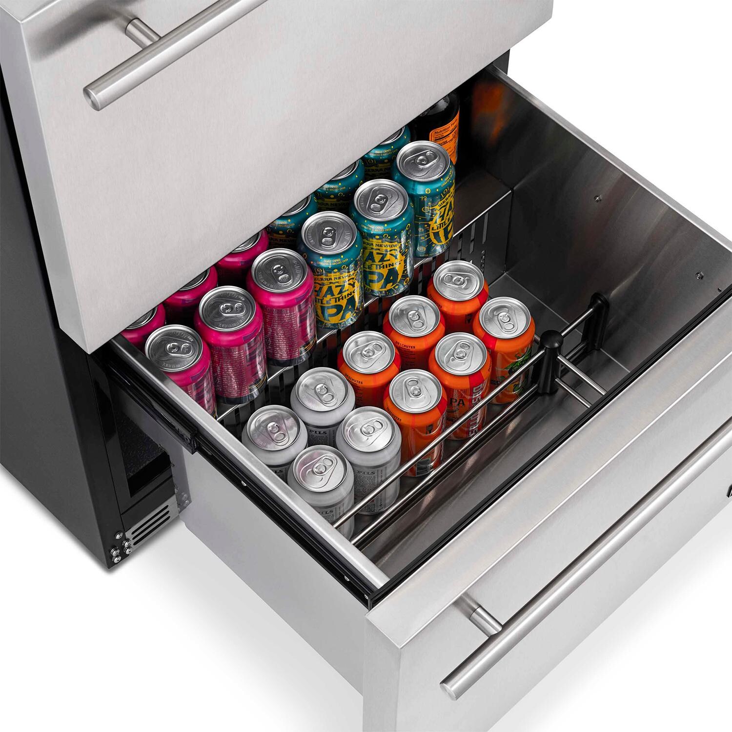 NewAir 24-Inch 4.1 Cu. Ft. Built-in 20 Bottle and 80 Can Dual Drawer Wine and Beverage Fridge