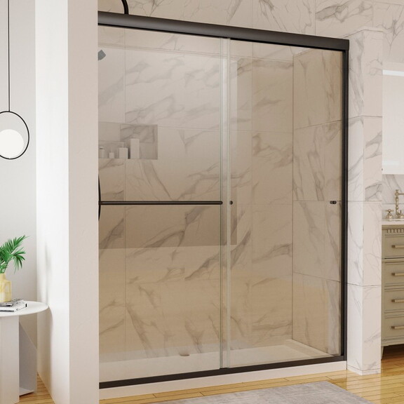 60 in. x 72 in. Traditional Sliding Shower Door in...