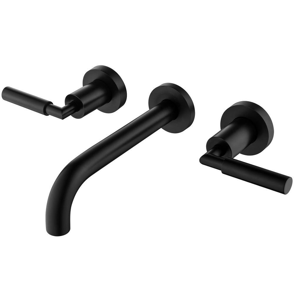 FORCLOVER Double Handle Wall Mounted Bathroom Faucet in Matte Black HAT-BF07-MB