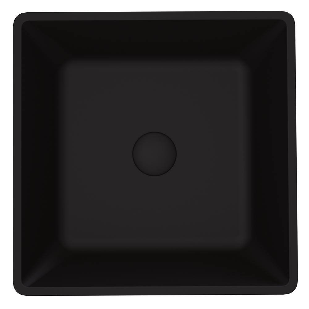 VIGO Roma Modern Black Matte Shell Glass 16 in. L x 16 in. W x 4 in. H Square Vessel Bathroom Sink VG07109