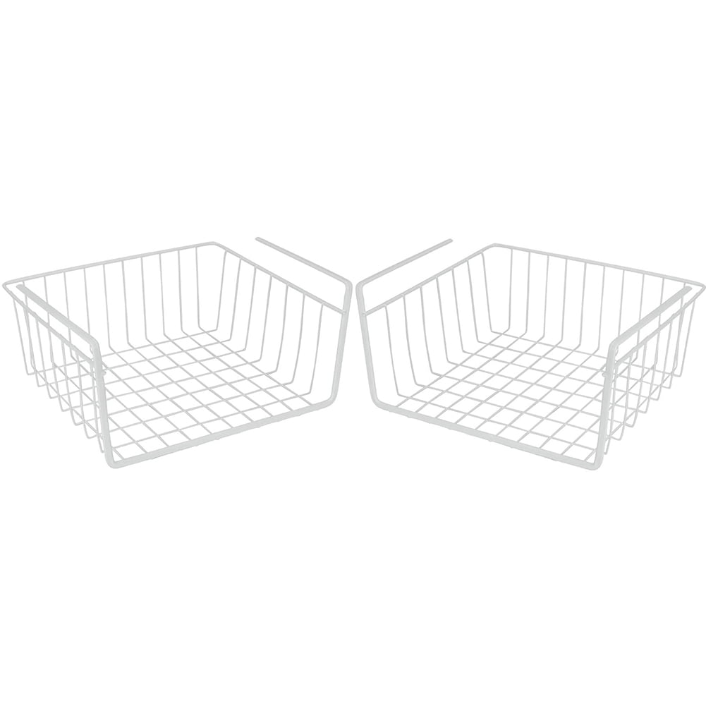 Modern Home Cabinet Wire Hanging Basket Shelves - Space Saving Under Shelf Storage Organizer (Set of 2 11