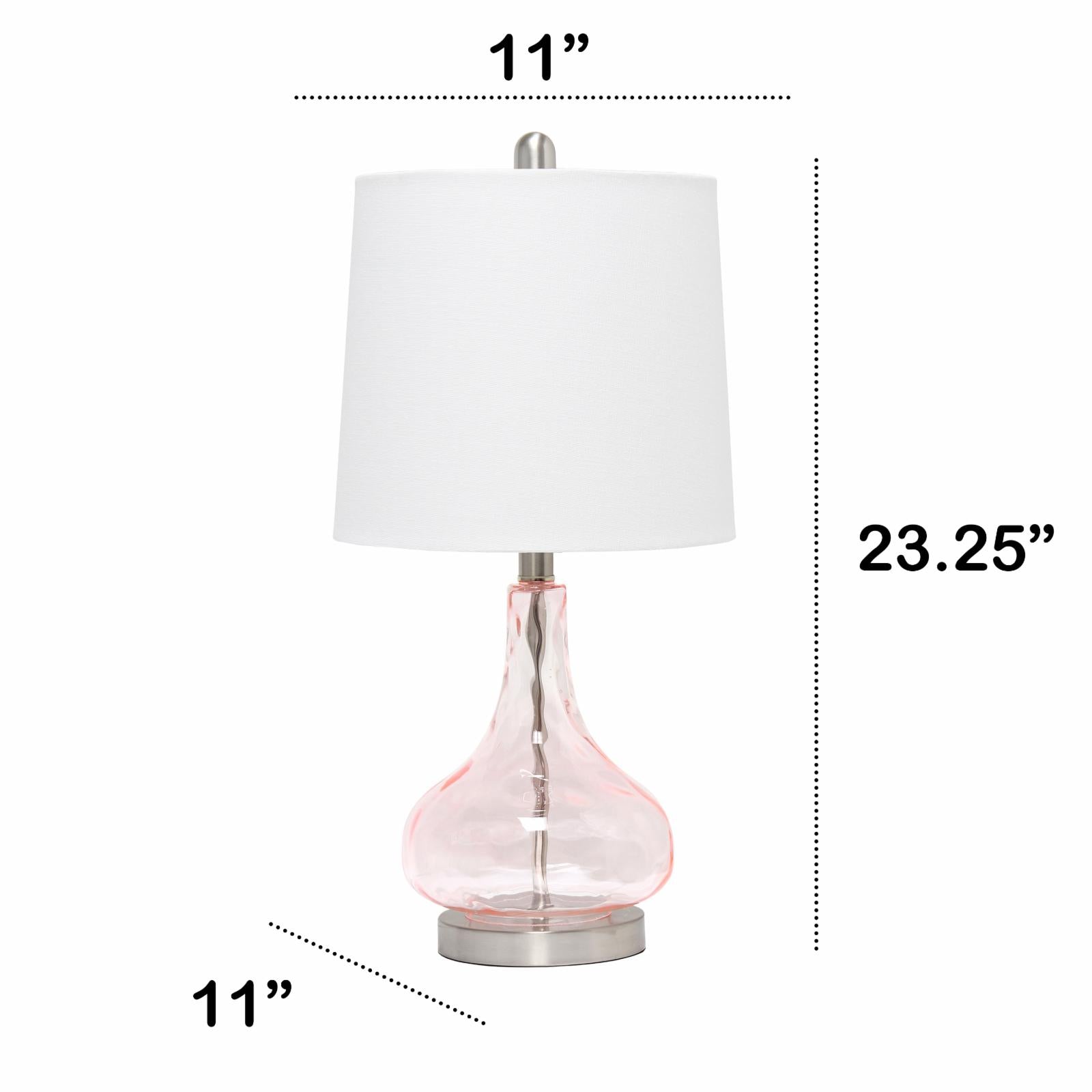 Lalia Home Rippled Glass Table Lamp with Fabric Shade -  Rose Quartz