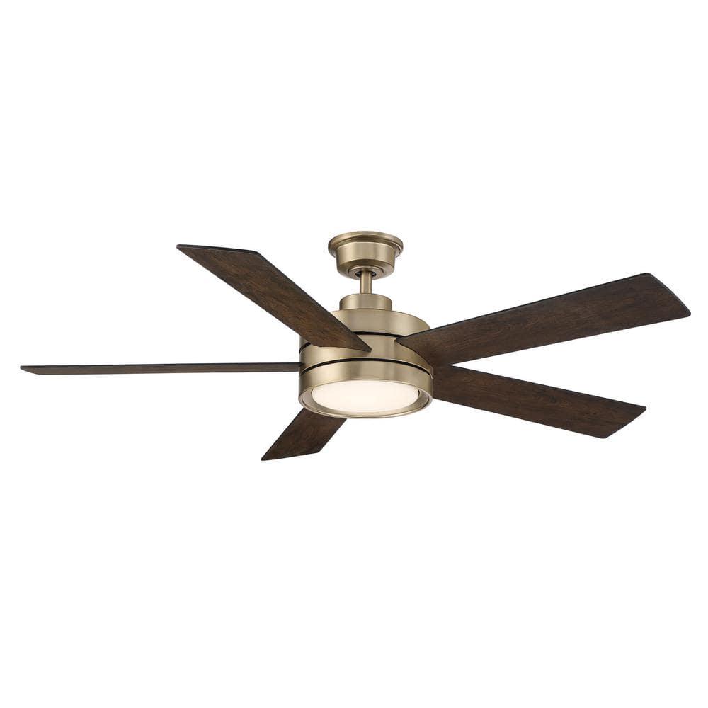 Home Decorators Collection Baxtan 56 in Integrated LED Indoor Gold Ceiling Fan with Light and Remote Control