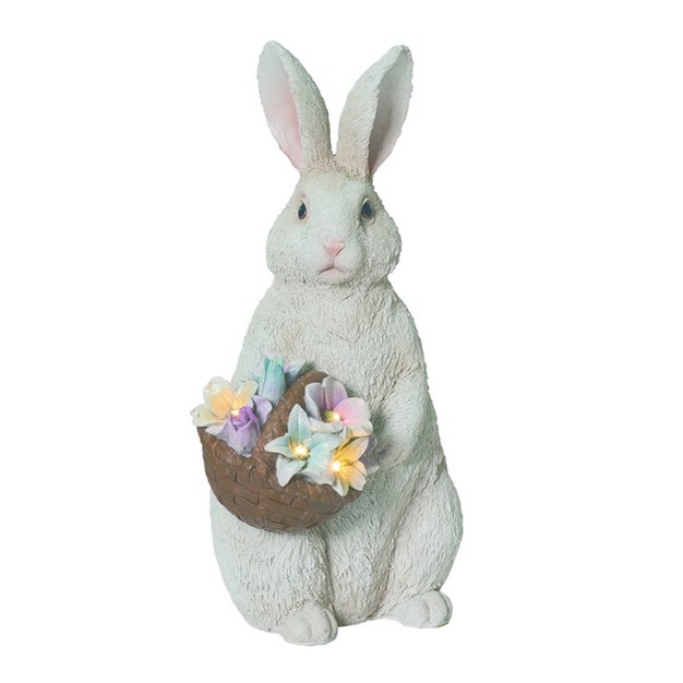 Transpac Resin 16 25 In Gray Easter Light Up Bunny With Flowers