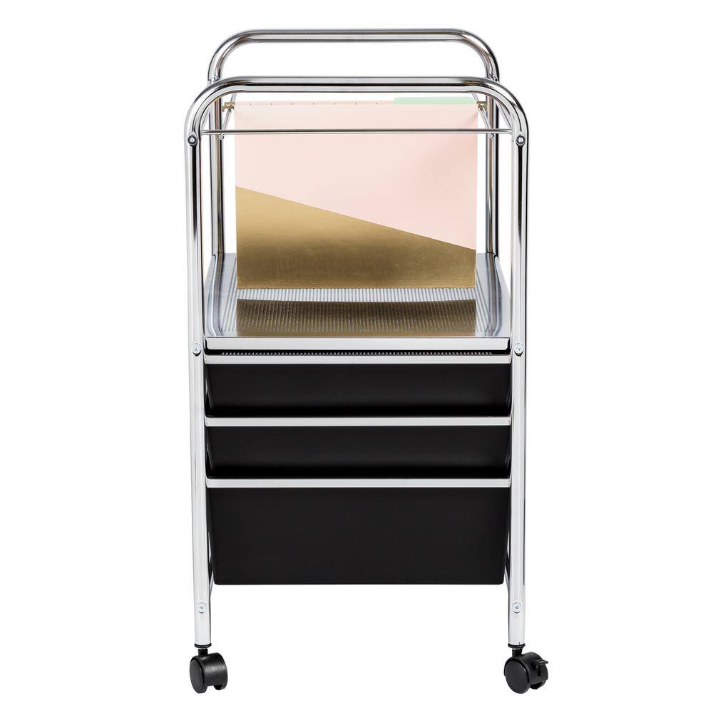 Honey-Can-Do 5-Drawer Filing Cart Chrome  Black CRT-01512