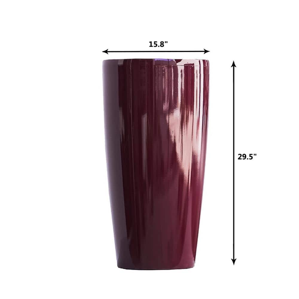 XBRAND 30 in. Tall Red Plastic Nested Self Watering Indoor/Outdoor Tall Round Planter Pot (Set of 2) PL3585RD