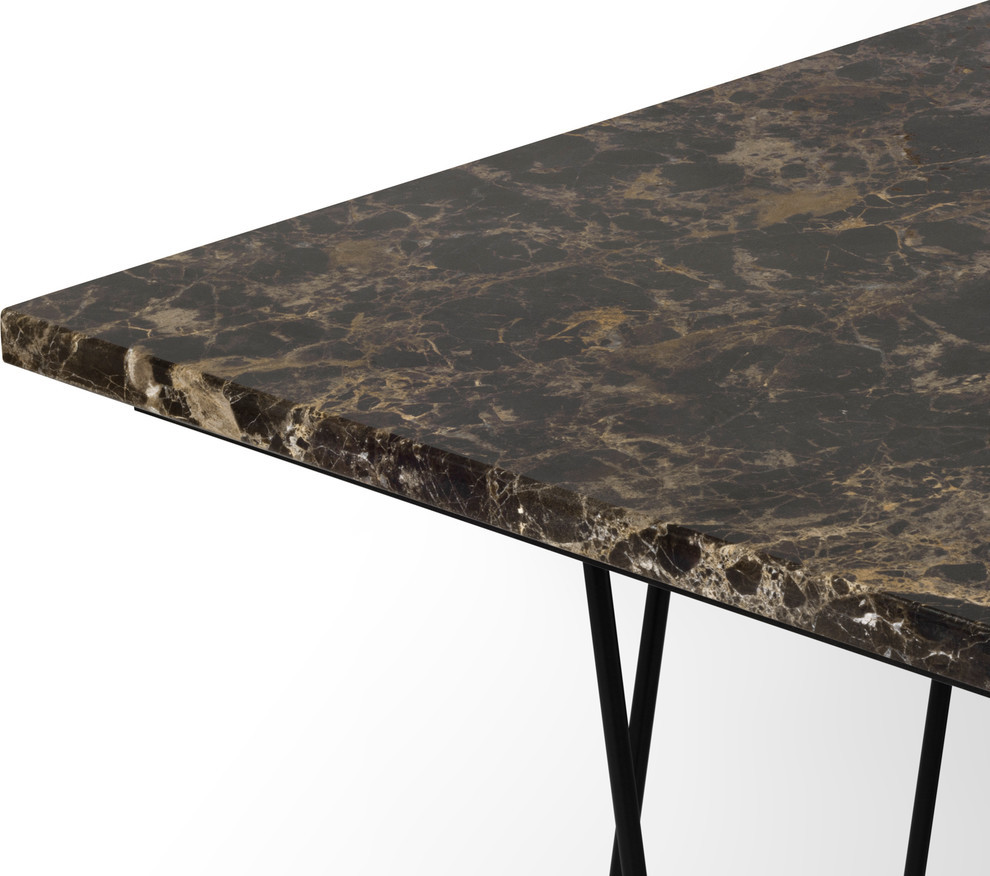 Tema Helix 20x20 Marble Side Table With Black Steel Legs   Contemporary   Side Tables And End Tables   by Ella Modern  Houzz