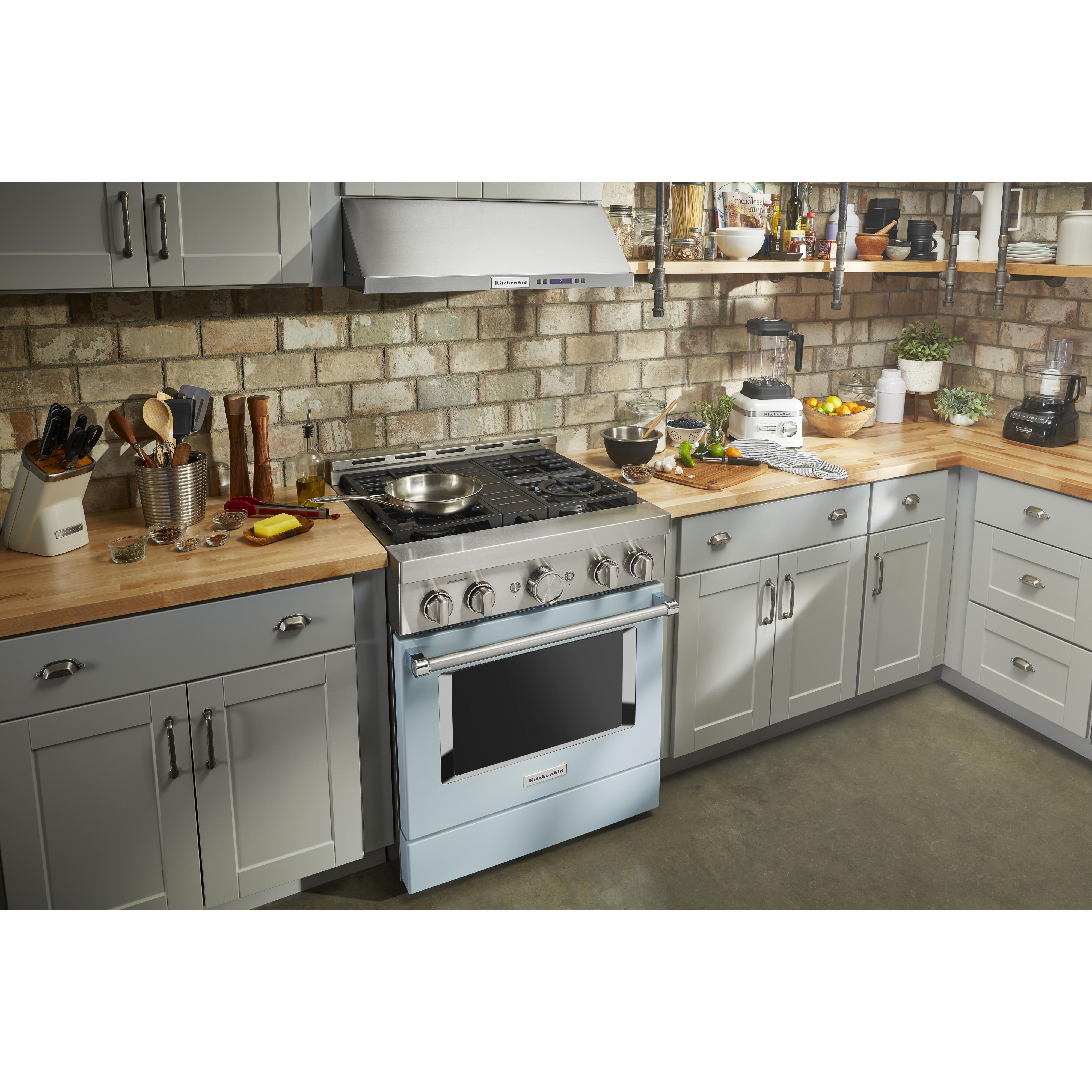 KitchenAid 30-inch Freestanding Gas Range with Even-Heat? True Convection KFGC500JMB