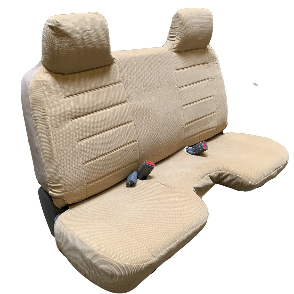 Front Bench Seatcovers for Chevy S10 GMC Sonoma S15 1994 - 1999 12mm Thick Seat Cover A27 Molded Headrest Large Notched Cushion (Beige)