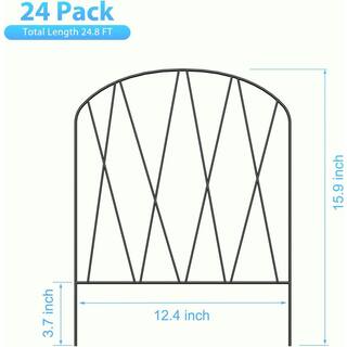 Oumilen 24.8 ft. L x 15.9 in. H Black Metal Decorative Garden Fence Animal Barrier No Dig Rustproof Flower Bed Fencing (24-Pack) ON-ZL12