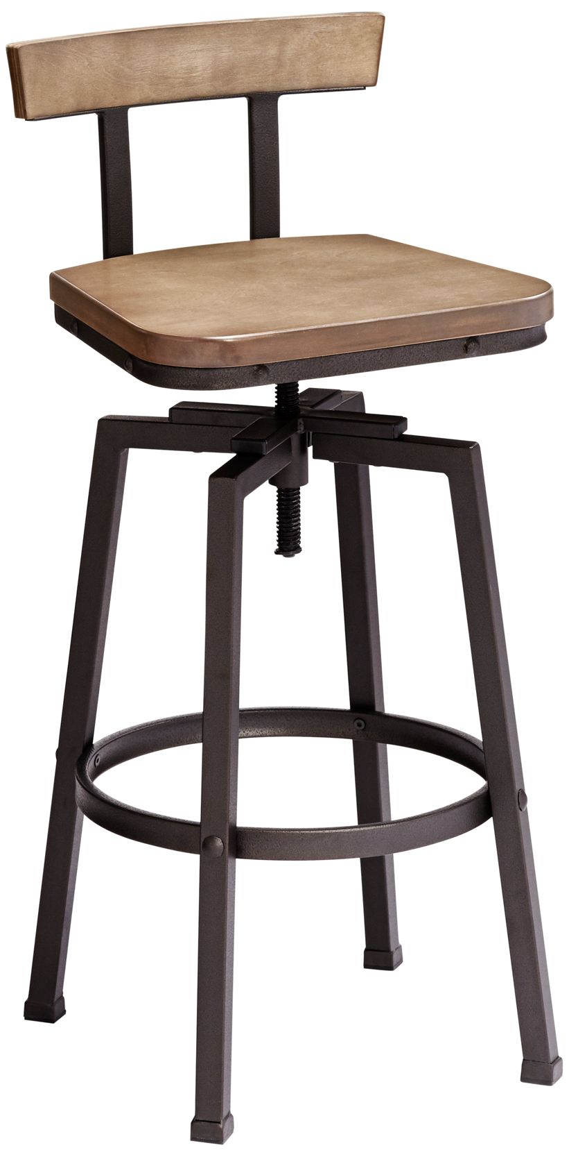 Elm Lane Bronze Swivel Bar Stool Brown 29 1/2 High Industrial Gray Wood with Backrest Footrest for Kitchen Counter Height Island