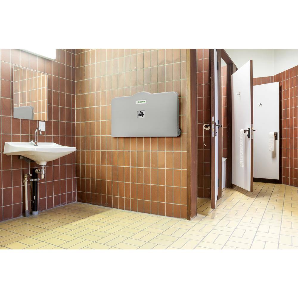 Alpine Industries Grey Compact Horizontal Baby Changing Station (2-Pack) 411-E-2PK