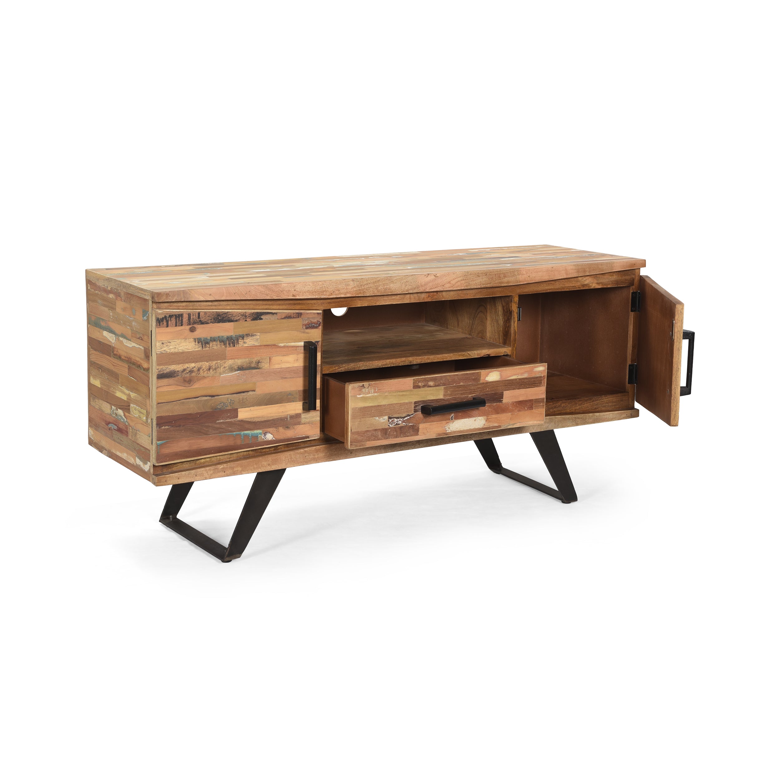 Alithea Handcrafted Boho Reclaimed Wood TV Stand