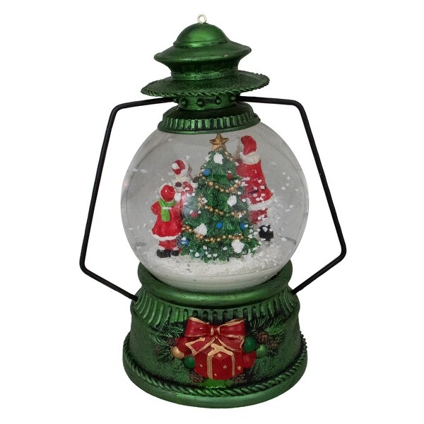 8 Santa Claus and Kids By Christmas Tree Lantern Snow Globe