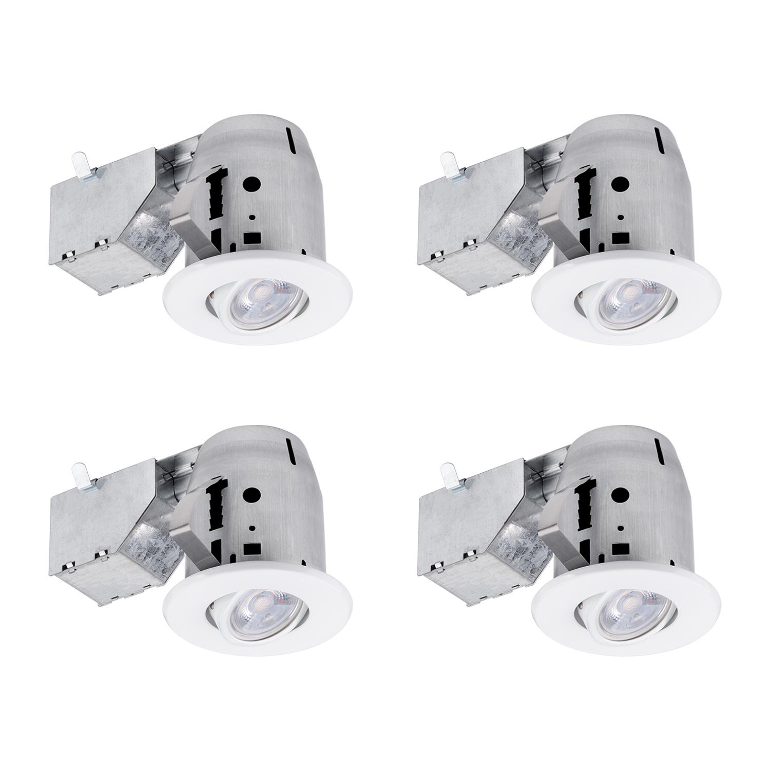 Globe Electric 3 in. White Swivel Recessed Lighting Kit， LED Bulbs Included， 90718