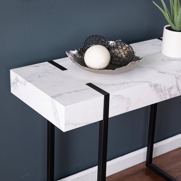 SEI Furniture Kiernan Modern Faux Marble Console Table