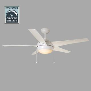 Home Decorators Collection Windward 52 in. Integrated LED IndoorOutdoor Matte White Ceiling Fan with Light Kit 51662