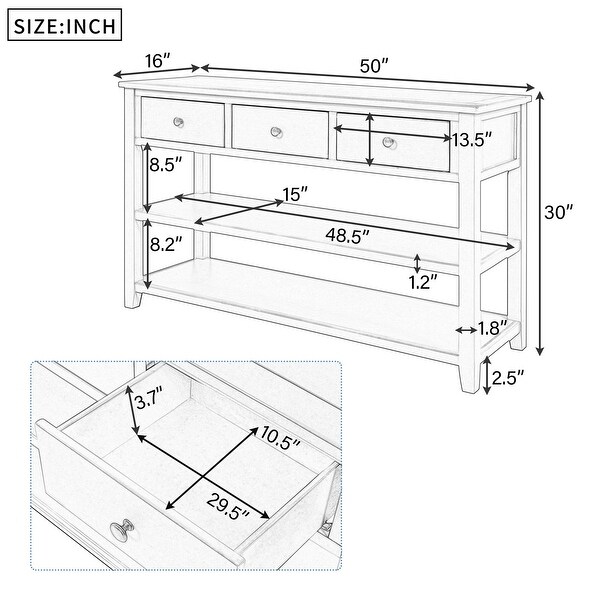 Retro Design Console Table with Two Open Shelves