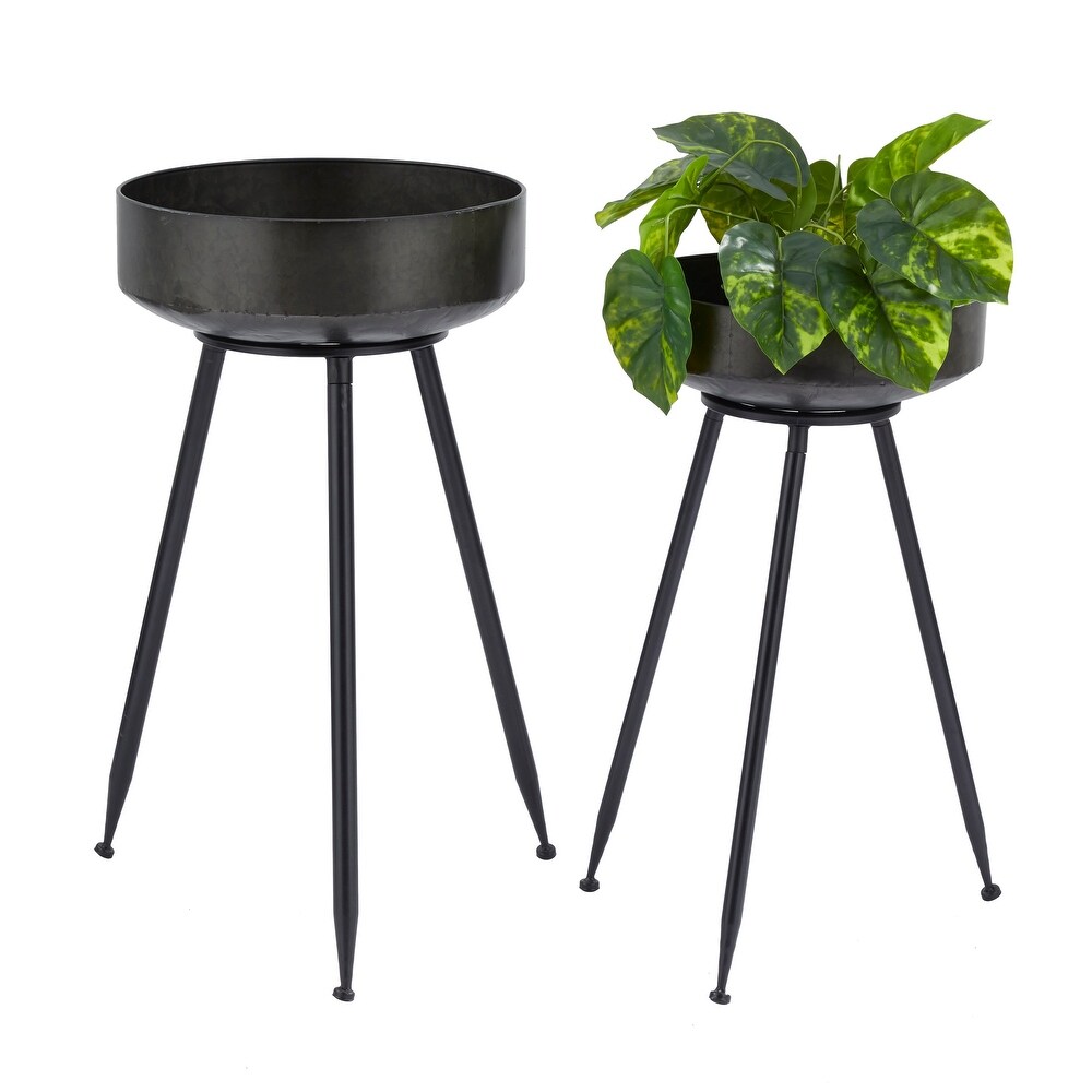 Black Metal Indoor Outdoor Planter (Set of 2)   S/2 30\