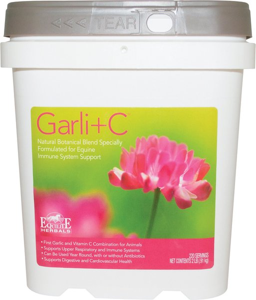 Equilite Herbals Garli+C Immune Support Powder Horse Supplement， 2-lb tub