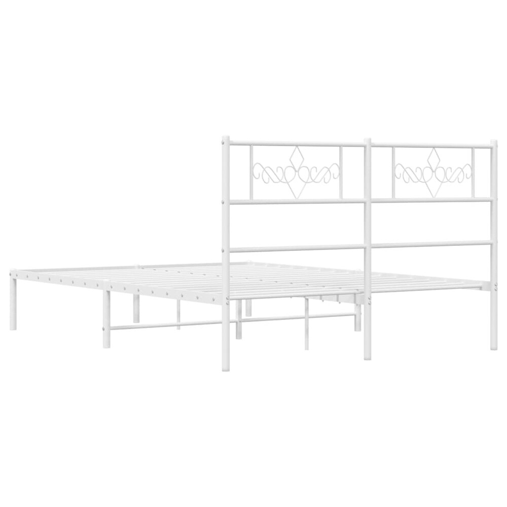 vidaXL Metal Bed Frame with Headboard White 53.1\