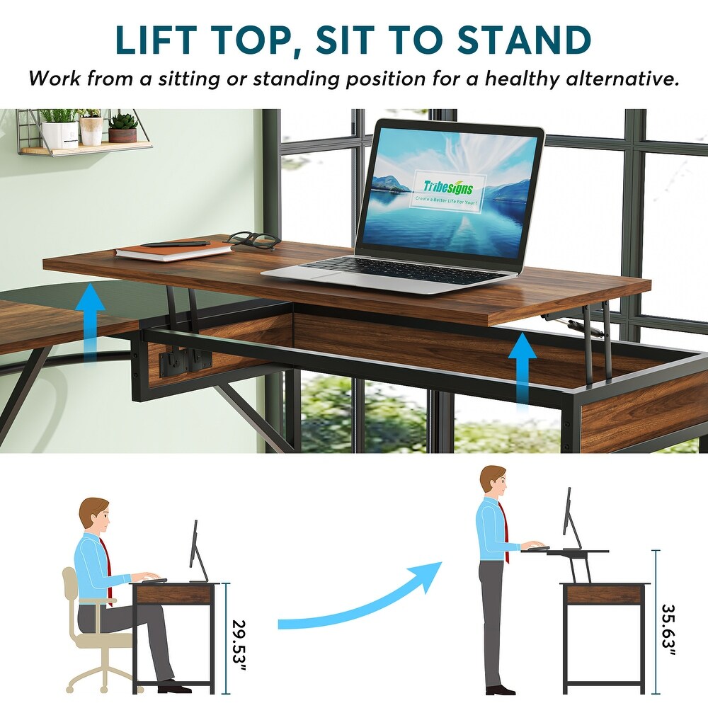 Height Adjustable L Shaped Desk 59\