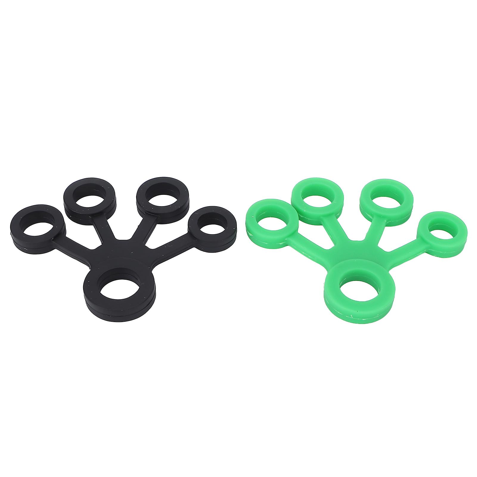 2pcs Silicone Finger Stretcher Portable Elastic Hand Resistance Bands Strengthener 11lb (dark Green+black)