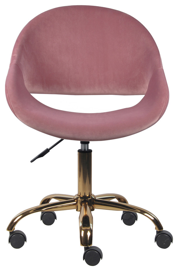 Velvet Upholstered Pink Makeup Vanity Chairs With Golden Chrome Base   Contemporary   Vanity Stools And Benches   by specialty imports  Houzz