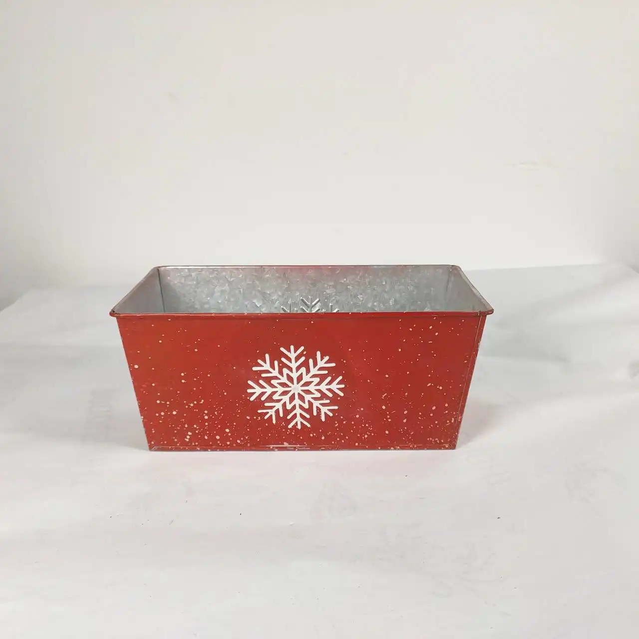 Red square pot sweet snow Merry Christmas gift bucket  metal basket home decoration flower pot