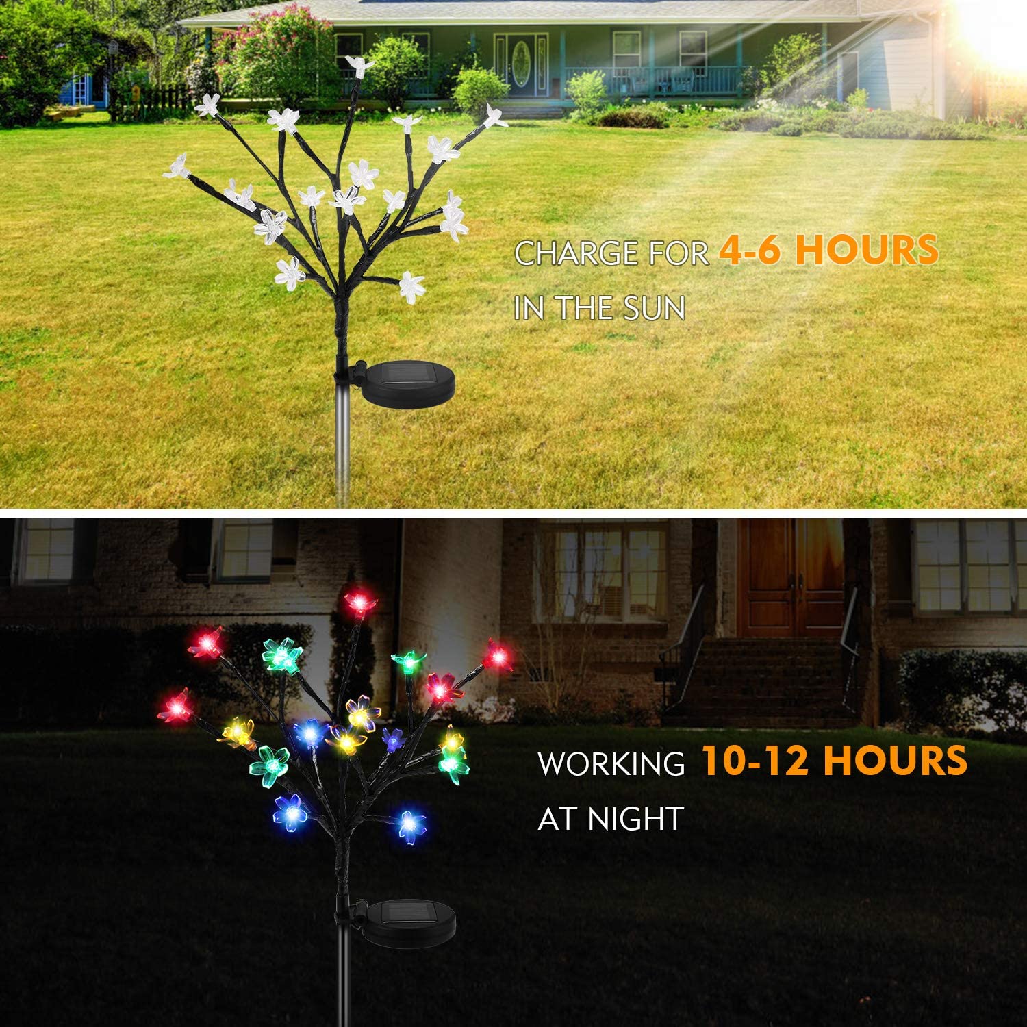 Garden Solar Lights Outdoor Decorative - LED Solar Powered Fairy Landscape Tree Lights， Beautiful Solar Flower Lights for Pathway Patio Yard Deck Walkway Christmas Party Decor 4 Pack