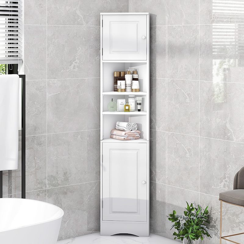 Merax Multi-functional Corner Cabinet Tall Bathroom Storage Cabinet