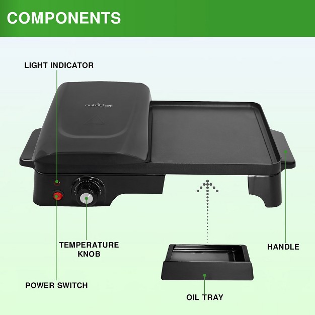 Nutrichef 2 in 1 Panini Press Grill amp Griddle 1500w