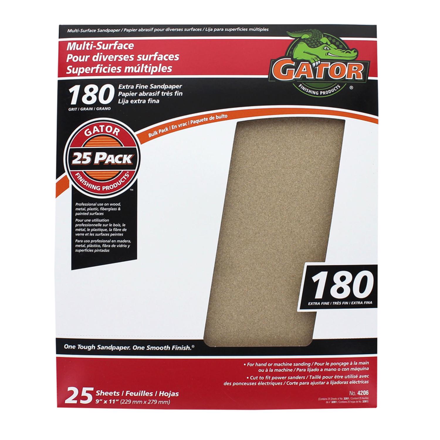 Gator 11 in. L X 9 in. W 180 Grit Aluminum Oxide All Purpose Sandpaper 1 pk