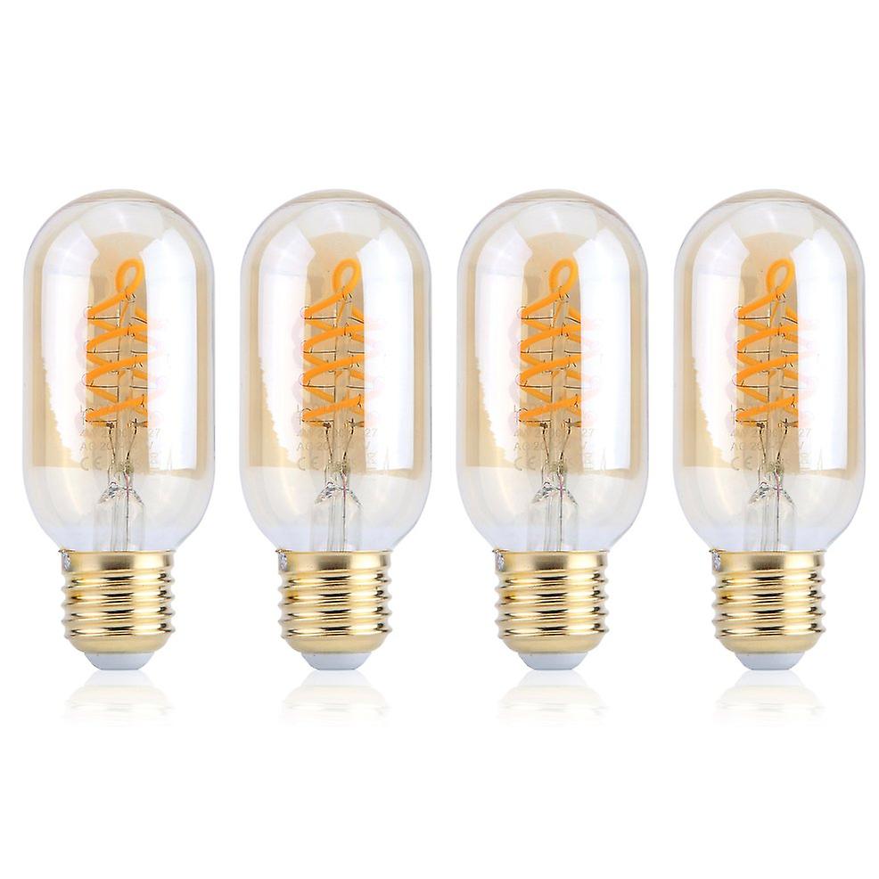 Edison Bulb T45 Spiral ment Lamp 4 Pcs E27 Bulb 2200k Amber Glass Light