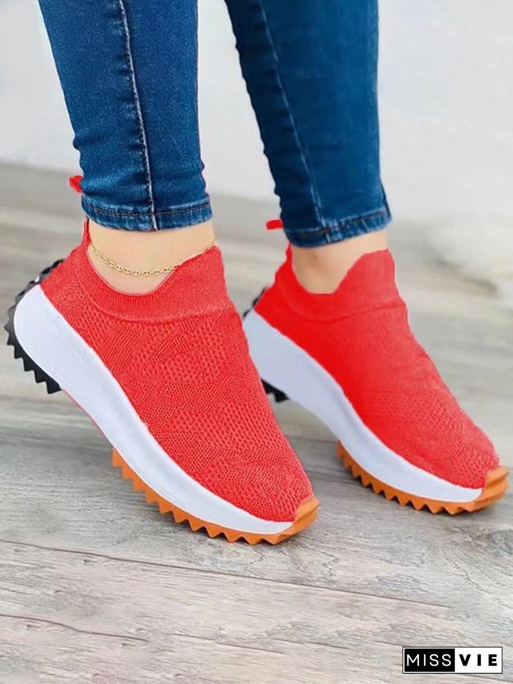 Soft Sole Lightweight Platform Wedge Flyknit Sneakers