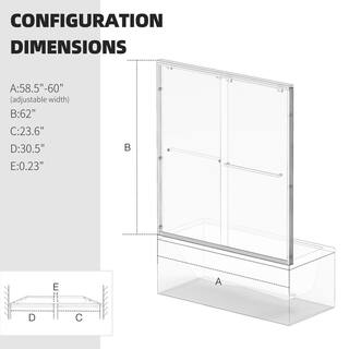 LTMATE 60 in. W x 62 in. H Sliding Framed Tub Door in Black Finish HDEDS-6062CODM