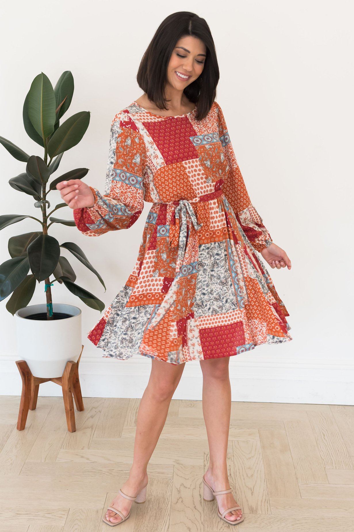 The Paislee Patchwork Modest Dress