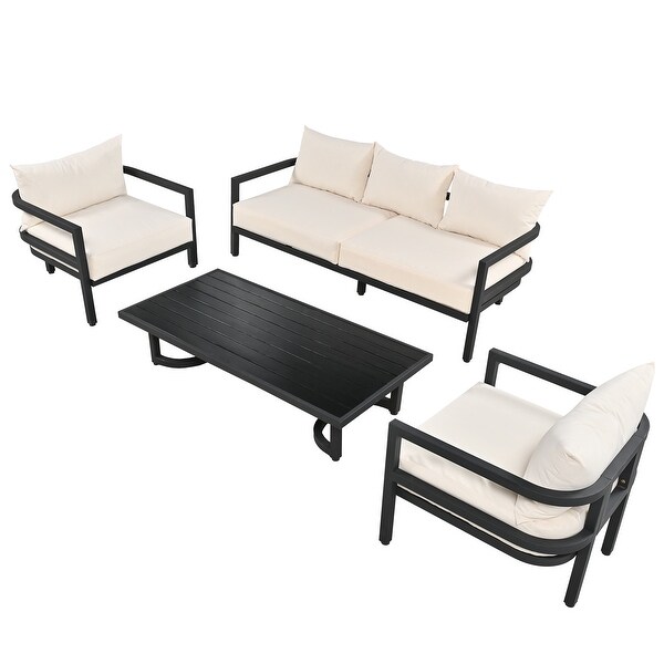 4-Pieces Outdoor Steel Sofa Set for 4， Waterproof， Anti-rust and Anti-uv - Overstock - 37583310