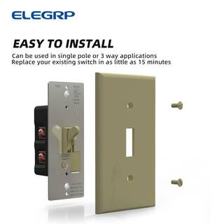 ELEGRP Toggle Dimmer Switch for Dimmable LED CFL and Incandescent Bulbs Single Pole3-Way with Wall Plate Ivory (2-Pack) DM101S-IV2