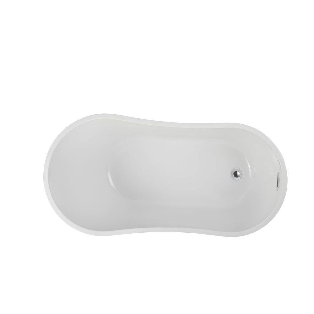 Vanity Art Limoges 55 in. Acrylic Flatbottom Bathtub in WhitePolished Chrome VA6531