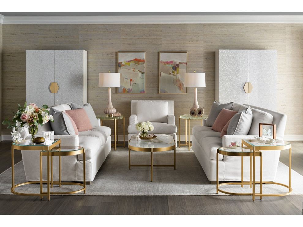 Miranda Kerr Editorial Metal End Table With Glass Top  Gold   Contemporary   Side Tables And End Tables   by Universal Furniture Company  Houzz