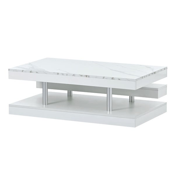 2-Tier Coffee Table with Silver Metal Legsand High-gloss UV Surface