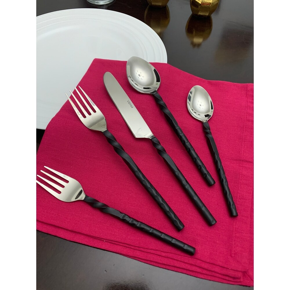 Vibhsa Black Stainless Steel Flatware Set of 20 PC