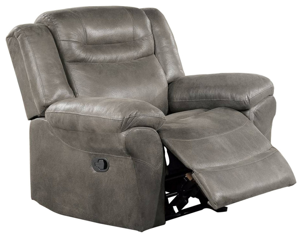 Betty 41 Inch Power Recliner Chair Pull Tab Mechanism Smooth Gray Leather   Contemporary   Recliner Chairs   by Dot  ampBo  Houzz