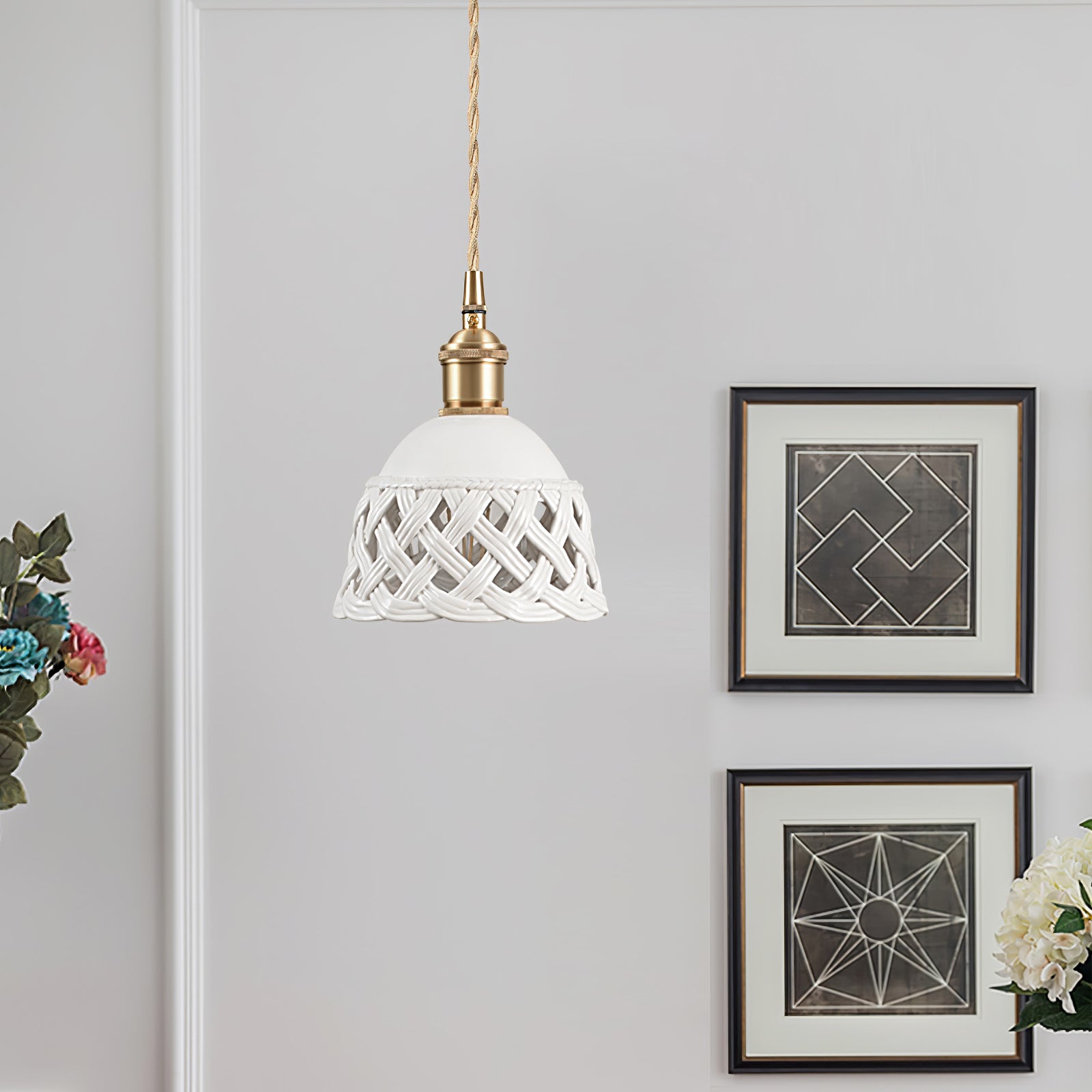 Openwork Ceramic Pendant Lamp