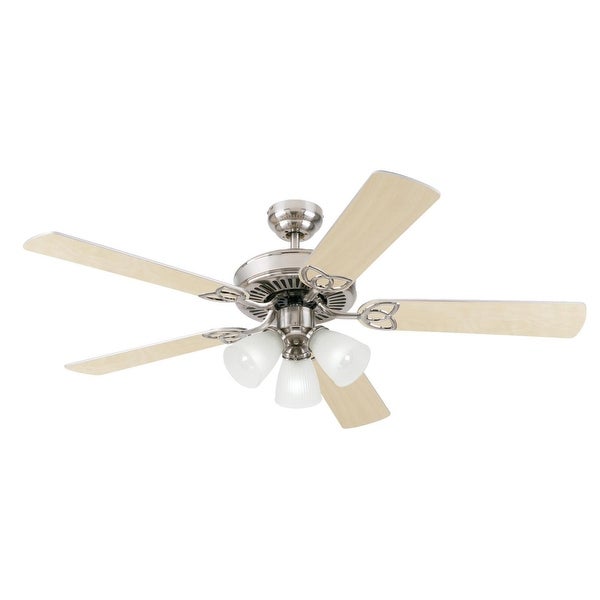 Westinghouse Lighting Vintage 52-Inch Indoor 5-Blade Ceiling Fan， Dimmable LED Light with Clear Ribbed Glass Shopping - The Best Deals on Ceiling Fans | 39655602