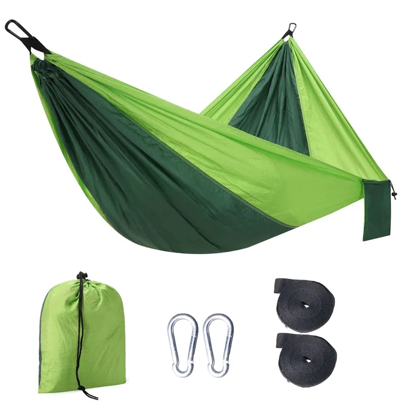 OEM 210T Nylon single double outdoor hiking Nylon Portable sewing hanging Parachute Camping Tent Hammock bed