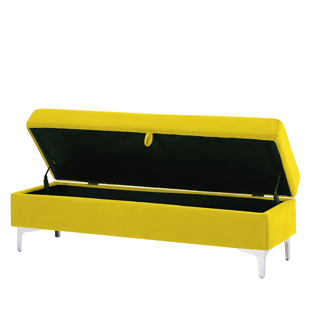 Versatile Bench with Hidden Storage Flip Top Storage Ottoman Bench Chest Thick Padded Seating Bench Stool Organizer for Home Bedroom Hallway Entryway Yellow